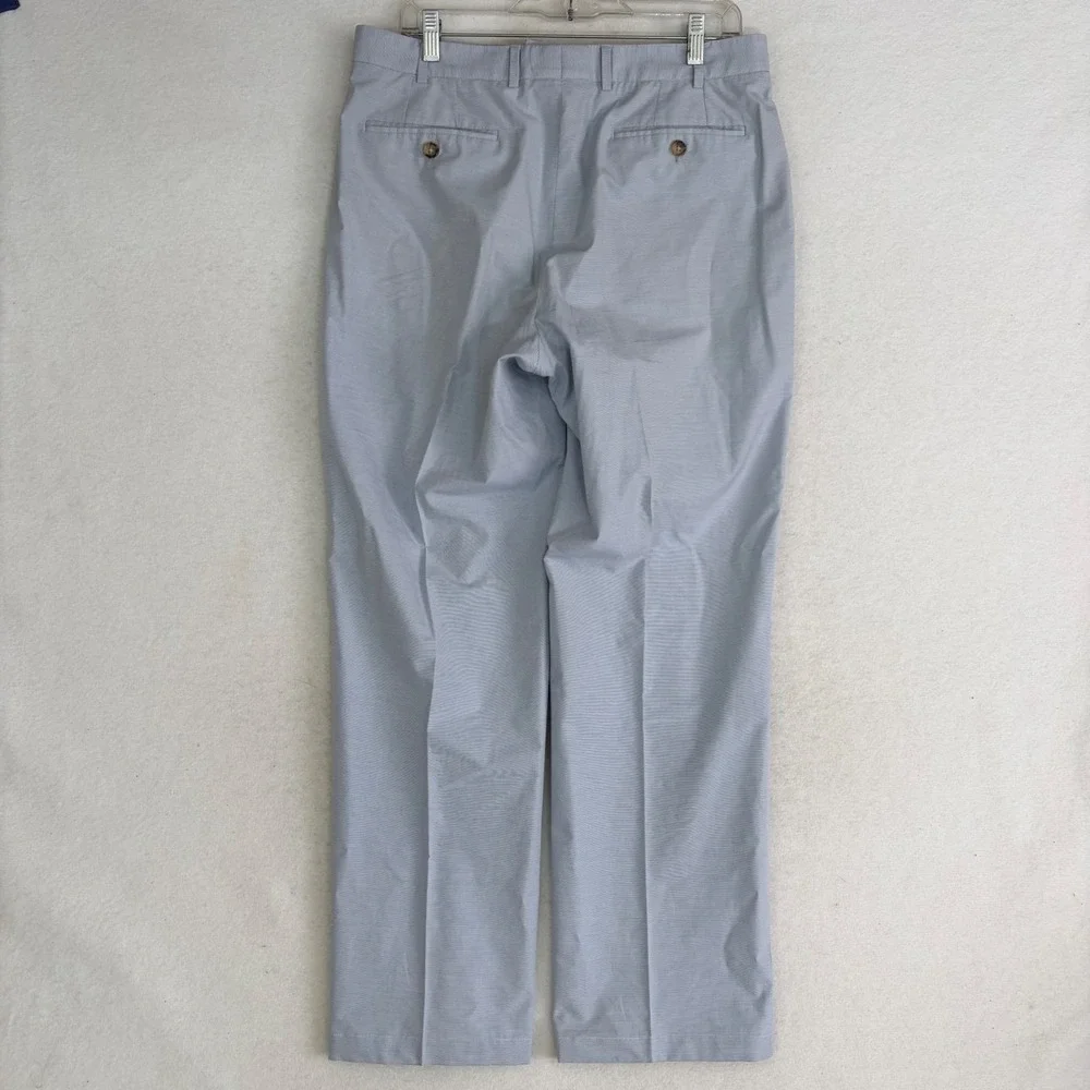 Zanella Todd Pants Mens 34/30 Blue White Micro Stripe Cotton Trousers Italy